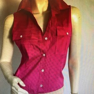 Theory sleeveless button up bodysuit M